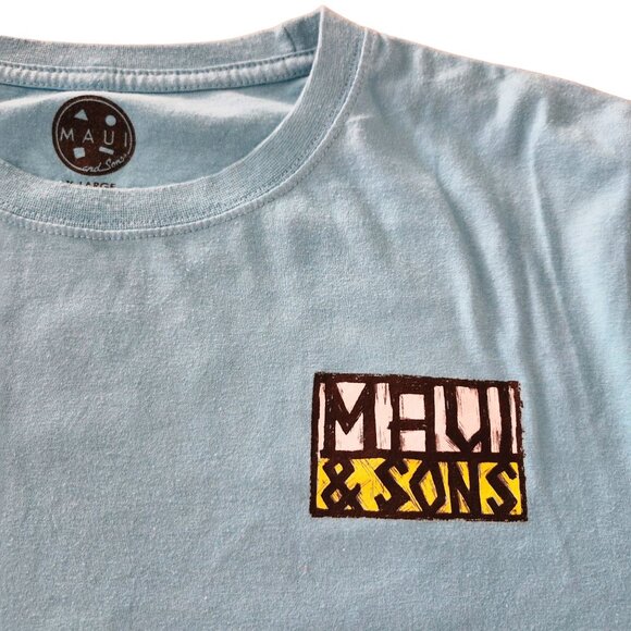 Maui & Sons Shark Graphic T-Shirt XL Ocean Blue - Picture 4 of 6